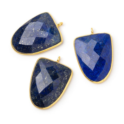 27x21mm Vermeil Bezel Lapis Lazuli Faceted Shield Pendant 1 piece