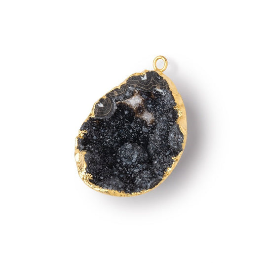 27x22mm Gold Leafed Black Concave Drusy Pendant 1 focal piece