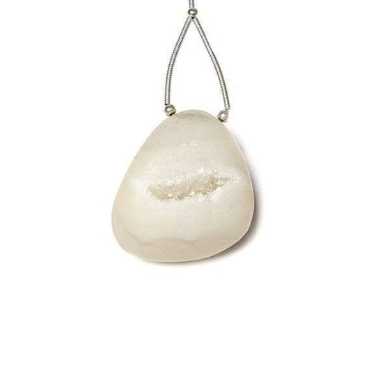 27x26mm Frosted White Agate Drusy Freeform Focal Bead 1 piece