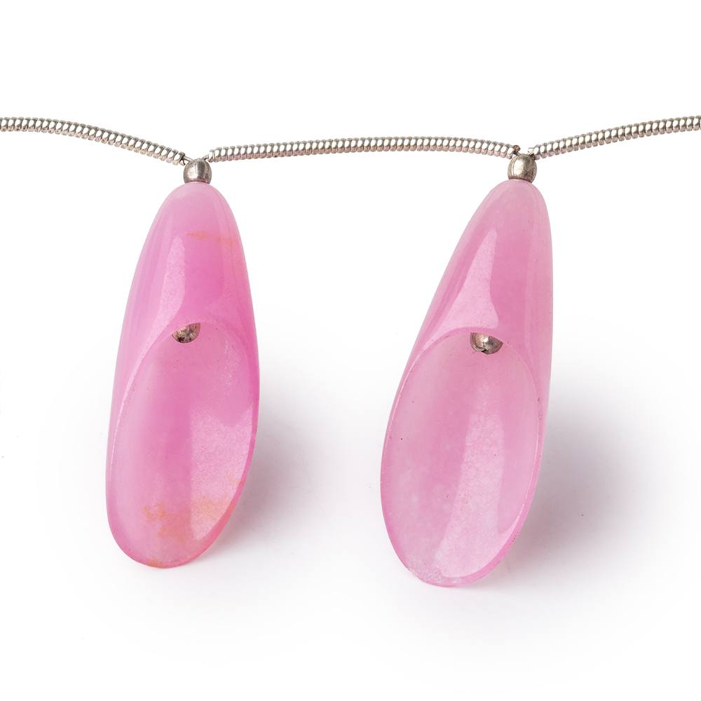 28-32mm Pink Chalcedony Petal Drop Beads 6 inch 7 pieces