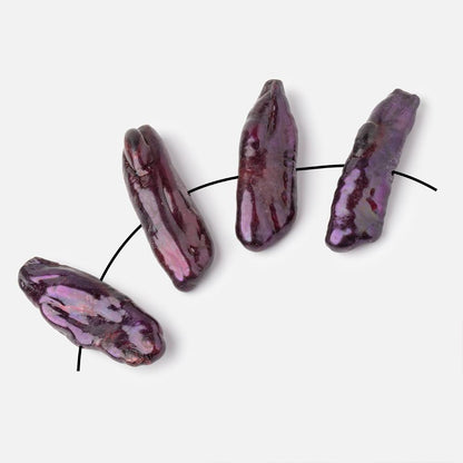 28-34mm Eggplant Purple Side Drilled Biwa Focals Set of 4 pieces