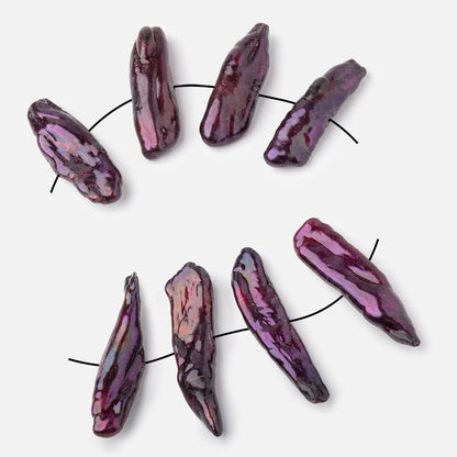 28-34mm Eggplant Purple Side Drilled Biwa Focals Set of 4 pieces