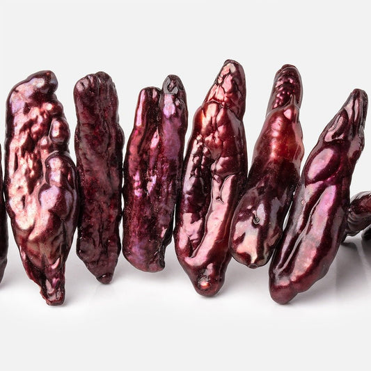 28-40mm Burgundy Side Drill Biwa Freshwater Pearls 16 inch 56 beads