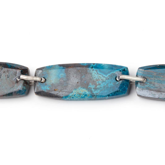 28x10mm Chrysocolla Double Drilled Rectangles 7.5 inch 6 Beads