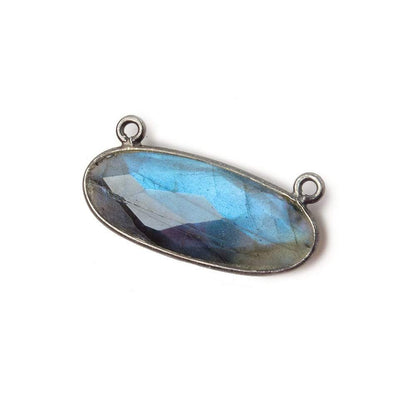 28x11.5mm Black Gold .925 Bezel Labradorite Oval East West Connector 1 piece