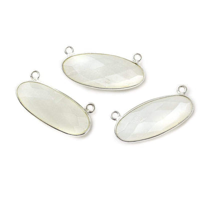 28x11.5mm Silver .925 Bezel White Moonstone Oval East West Connector 1 piece