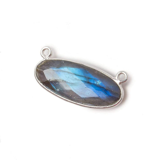 28x11.5mm Silver Bezel Labradorite Oval East West Connector 1 piece