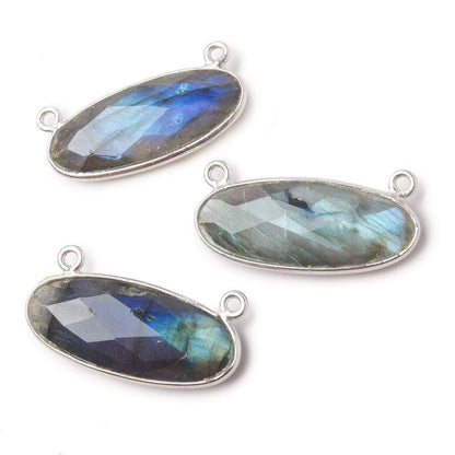 28x11.5mm Silver Bezel Labradorite Oval East West Connector 1 piece