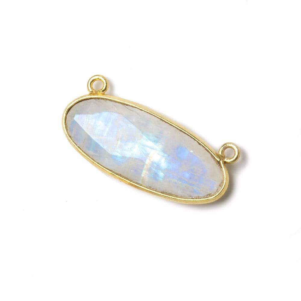 28x11.5mm Vermeil Bezel Rainbow Moonstone Oval East West Connector 1 piece
