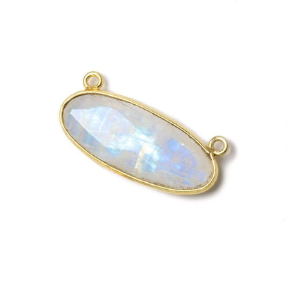 28x11.5mm Vermeil Bezel Rainbow Moonstone Oval East West Connector 1 piece