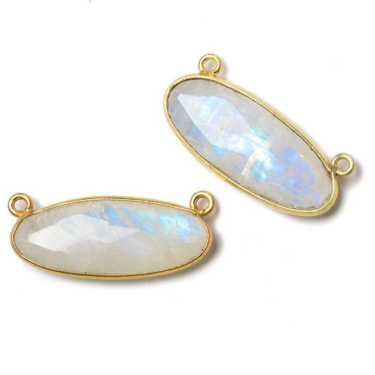 28x11.5mm Vermeil Bezel Rainbow Moonstone Oval East West Connector 1 piece