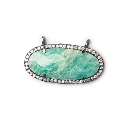 28x14mm Black Gold CZ Bezel & Amazonite oval East West Connector 1 piece