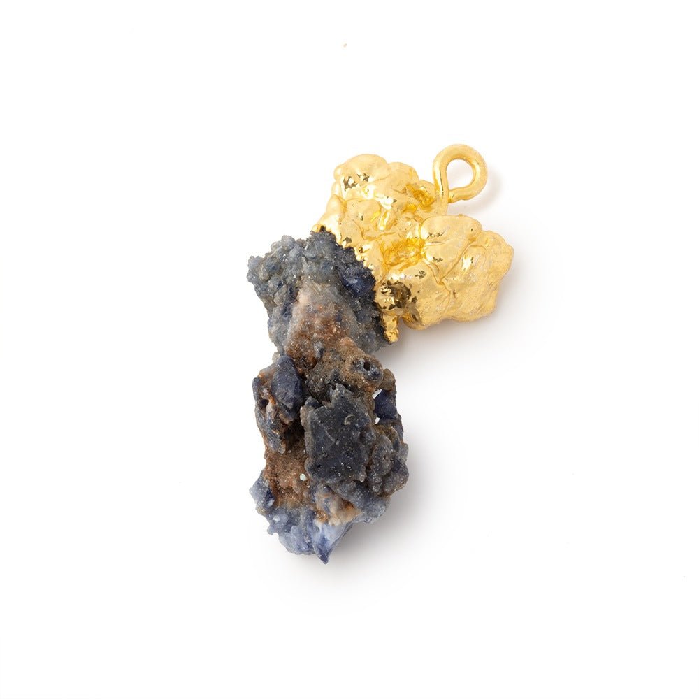 28x15mm Gold Leafed Blue Jammu Sapphire Natural Crystal 1 Pendant