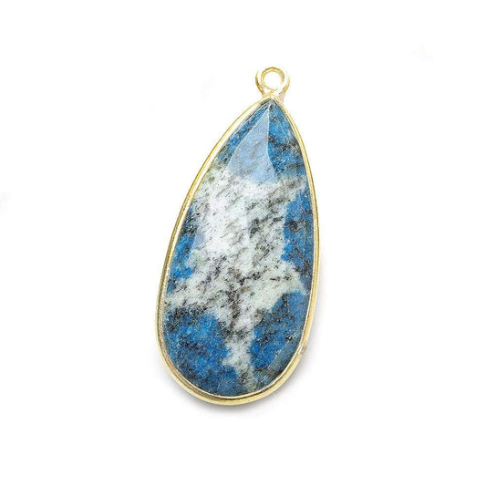 28x15mm Vermeil Bezel K2 Granite & Azurite faceted Pear Pendant 1 piece