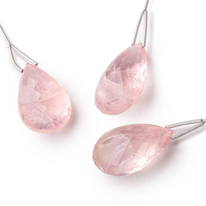 28x18mm Rose Quartz Hand Carved Pear Focal Bead 1 piece