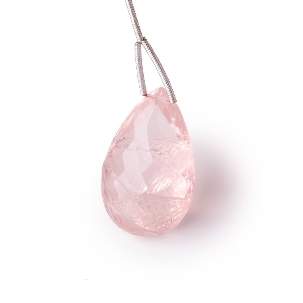 28x18mm Rose Quartz Hand Carved Pear Focal Bead 1 piece