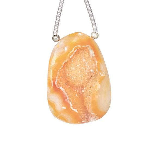 28x19mm Orangy Yellow Agate Drusy Freeform Focal Bead 1 piece