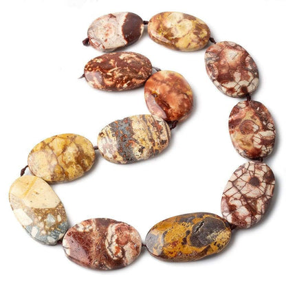 28x20-38x21mm Bird's Eye Agate Plain Oval Beads 15 inch 12 pieces