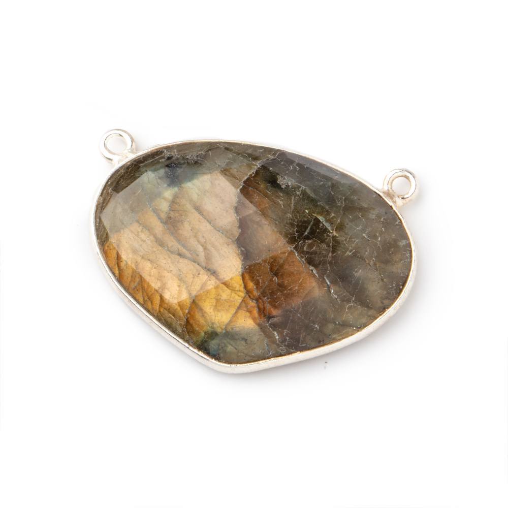 28x20mm Silver Bezeled Labradorite Heart Pendant 1 piece