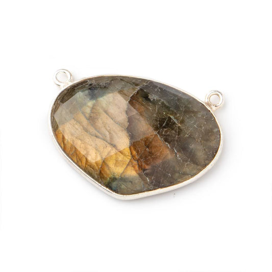 28x20mm Silver Bezeled Labradorite Heart Pendant 1 piece