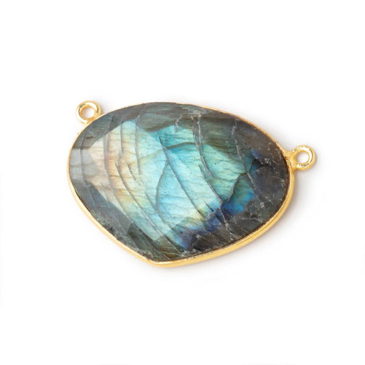 28x20mm Vermeil Bezeled Labradorite Heart East West Connector 1 piece