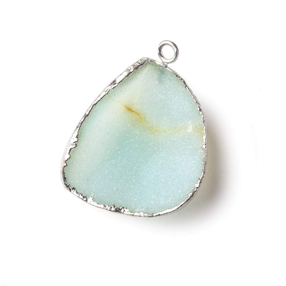 28x26x9mm Silver Leafed Seafoam Blue Drusy Pendant 1 piece