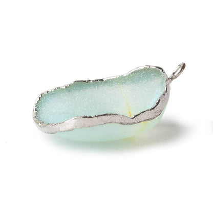 28x26x9mm Silver Leafed Seafoam Blue Drusy Pendant 1 piece