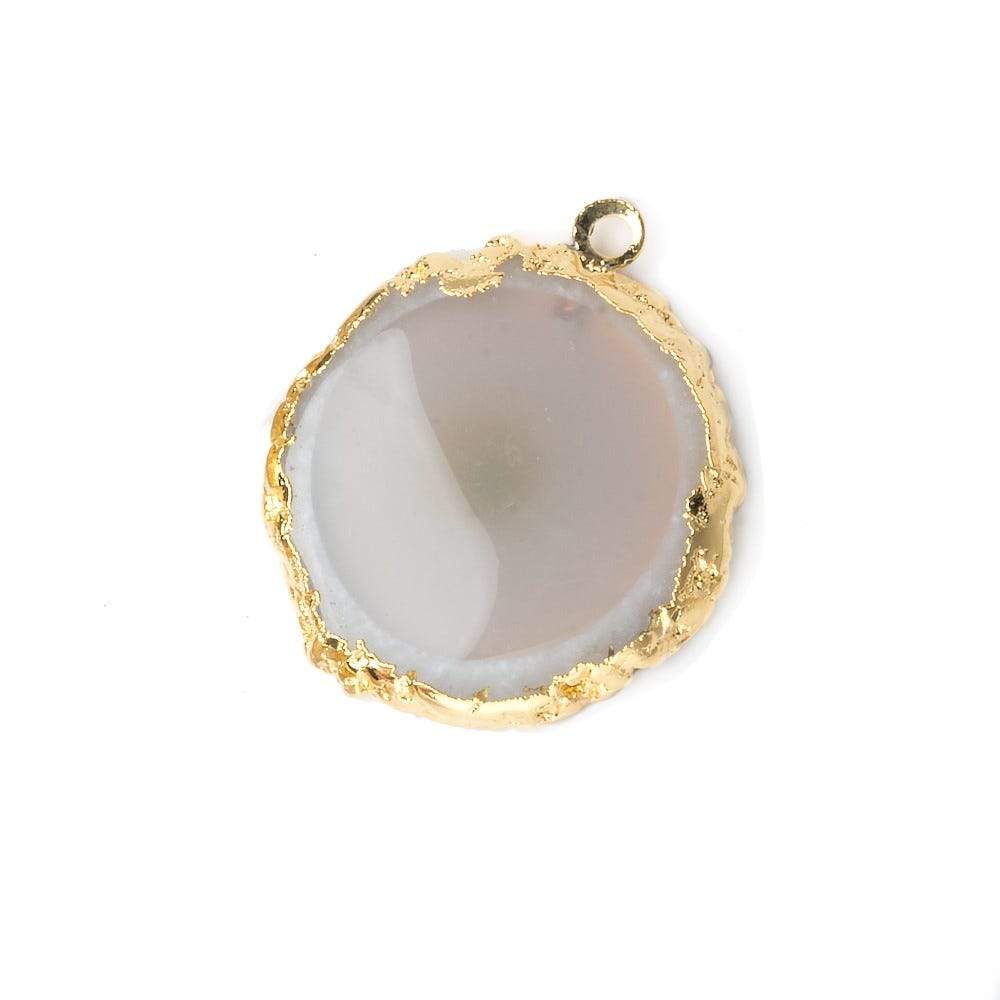 28x28mm Gold Leafed Natural Stalactite Solar Quartz Coin Pendant 1 piece