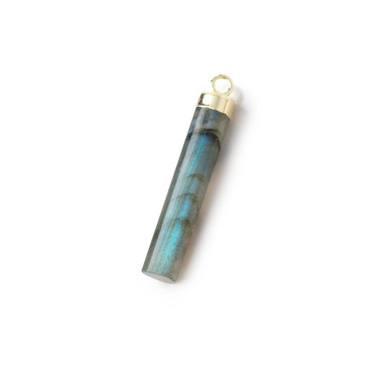 28x5mm Gold Leafed Labradorite Plain Barrel Tube Pendant 1 piece