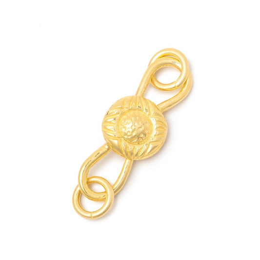 28x7mm Vermeil S Hook with Floral Button 1 piece