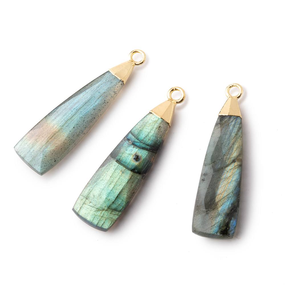 28x9mm Gold Leafed Labradorite Elongated Triangle Pendant 1 piece