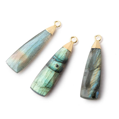 28x9mm Gold Leafed Labradorite Elongated Triangle Pendant 1 piece