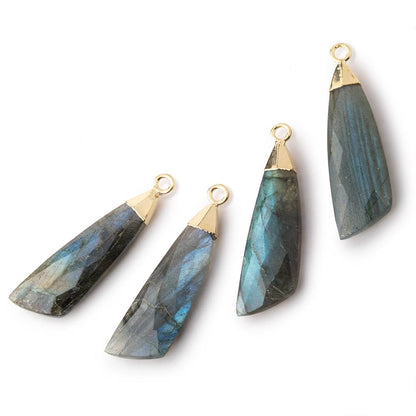 28x9mm Gold Leafed Labradorite Fancy Shape Pendant 1 piece