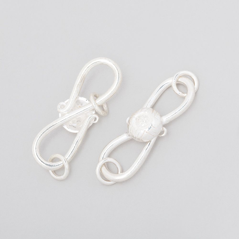 28x9mm Sterling Silver S Hook with Floral Button 1 piece