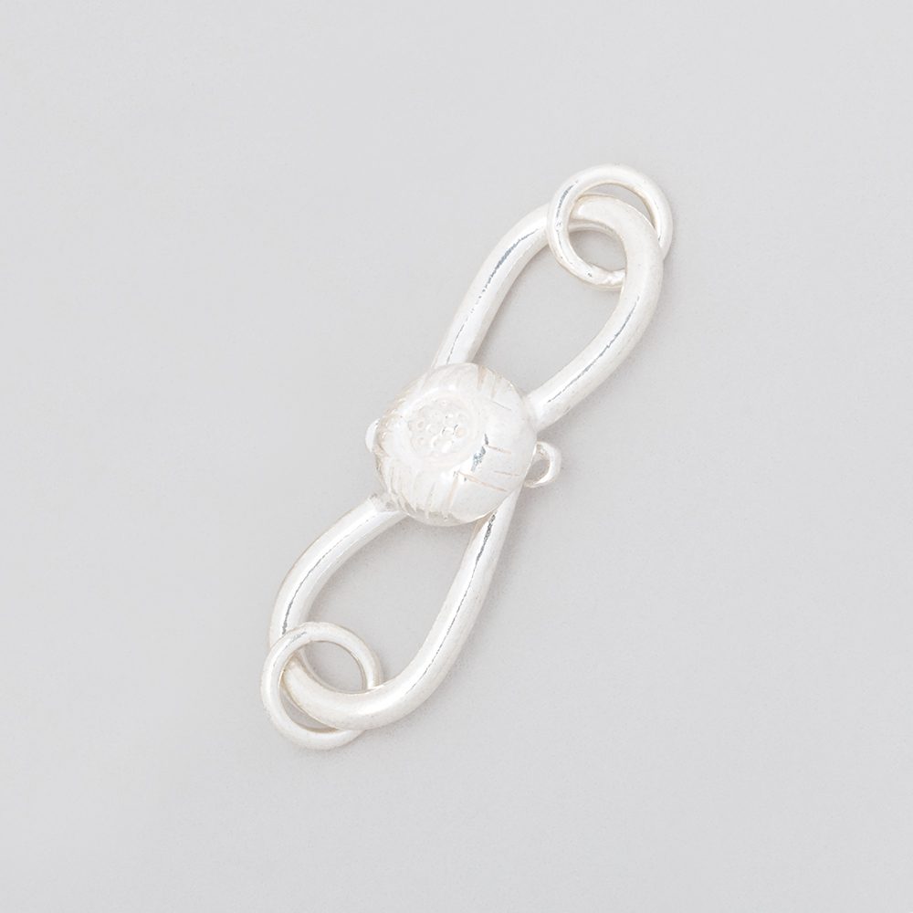 28x9mm Sterling Silver S Hook with Floral Button 1 piece