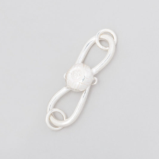 28x9mm Sterling Silver S Hook with Floral Button 1 piece