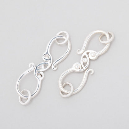28x9mm Sterling Silver S Hook with Triple Dotted Design 1 piece