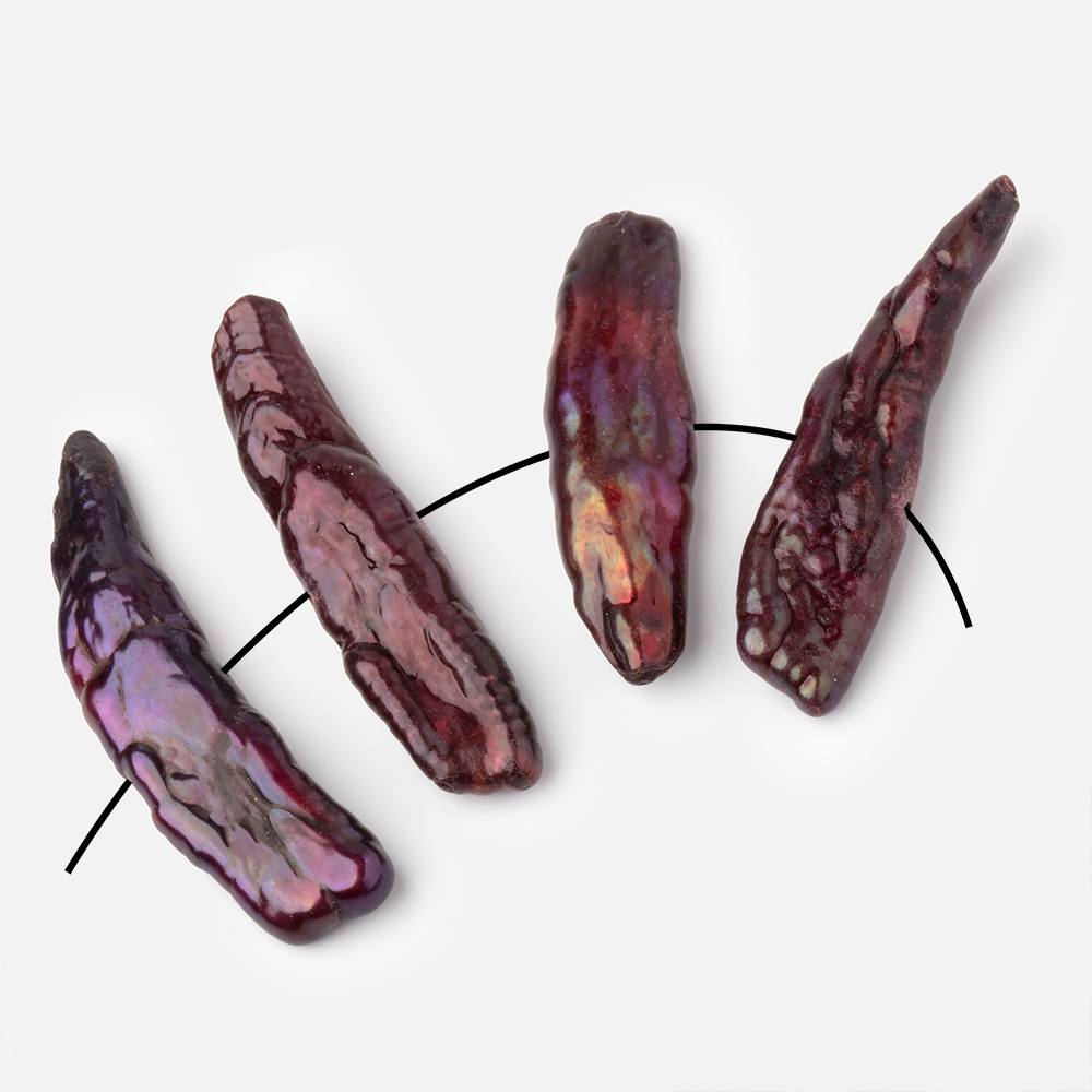 29-35mm Burgundy Side Drilled Biwa Focals Set of 4 pieces