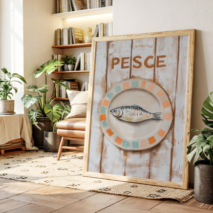 Pesce on Painted Tile Plate