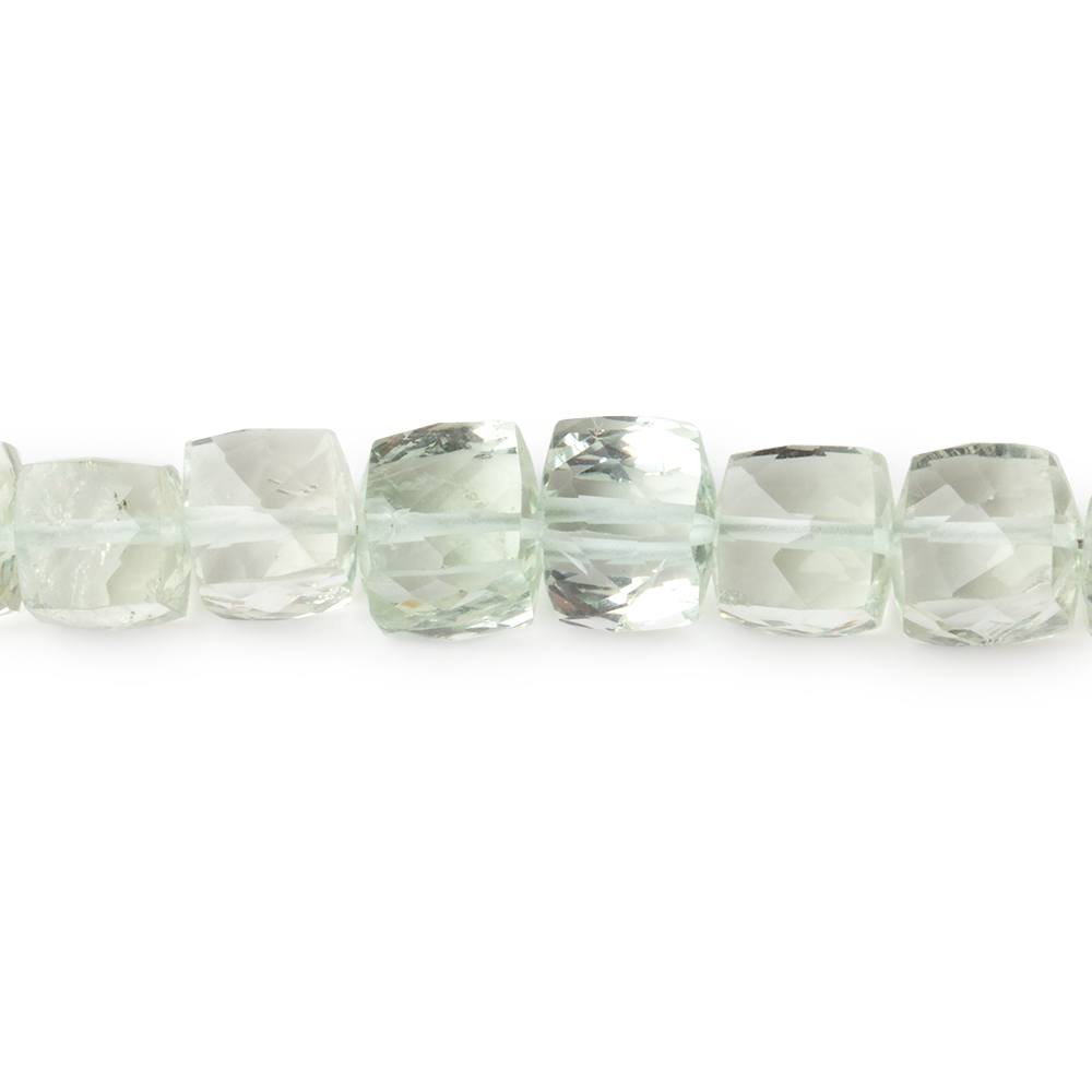 5-6.5mm Prasiolite Green Amethyst faceted cubes 8 inches 33 beads AA
