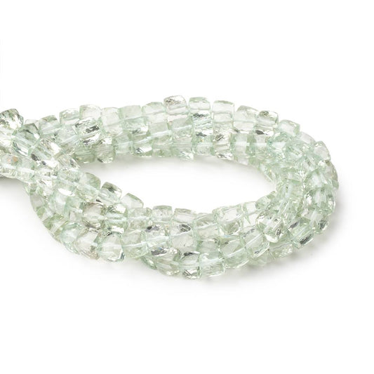 5-6.5mm Prasiolite Green Amethyst faceted cubes 8 inches 33 beads AA