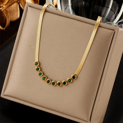 316L Stainless Steel Gold Color Crystal Necklace for Women Punk Street Trend Snake Chain Choker Girls Jewelry Gifts