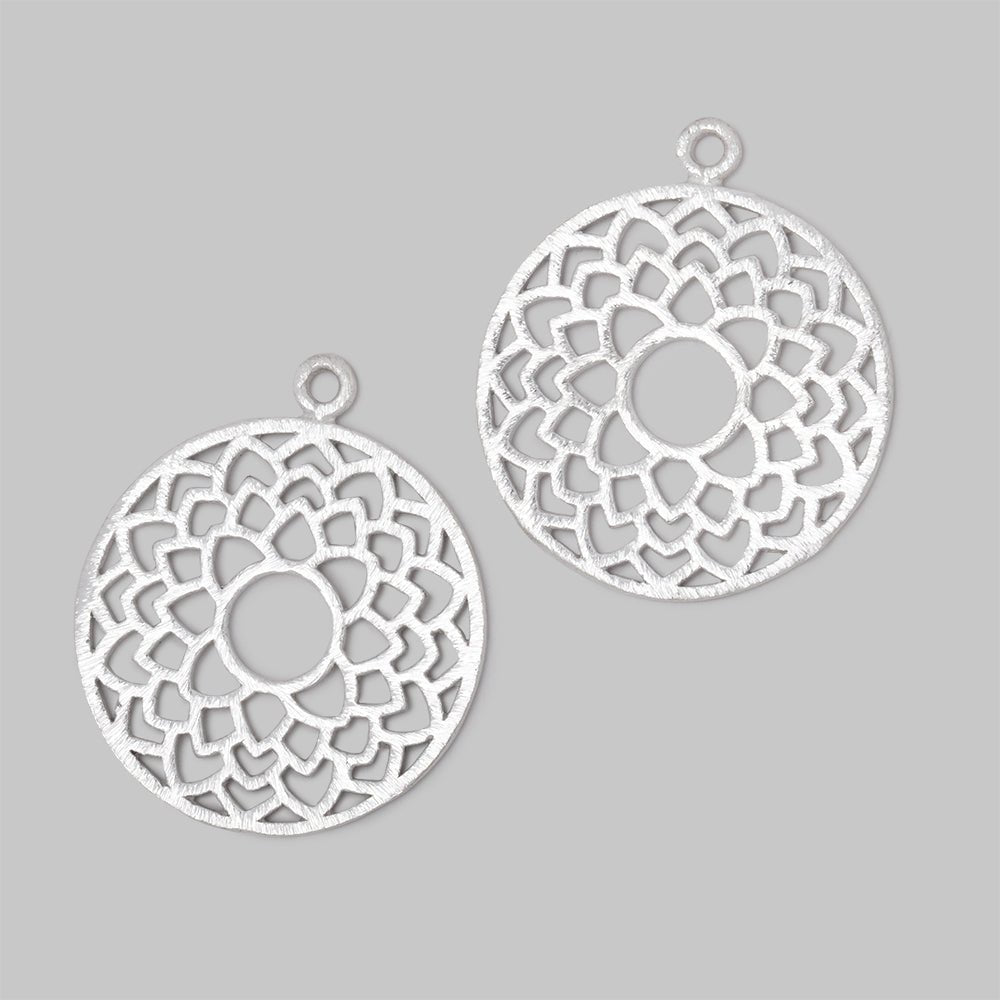 29.5mm Brushed Filigree Coin Charm Set of 2 pieces