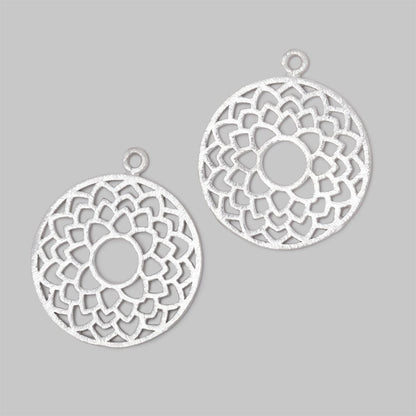 29.5mm Brushed Filigree Coin Charm Set of 2 pieces