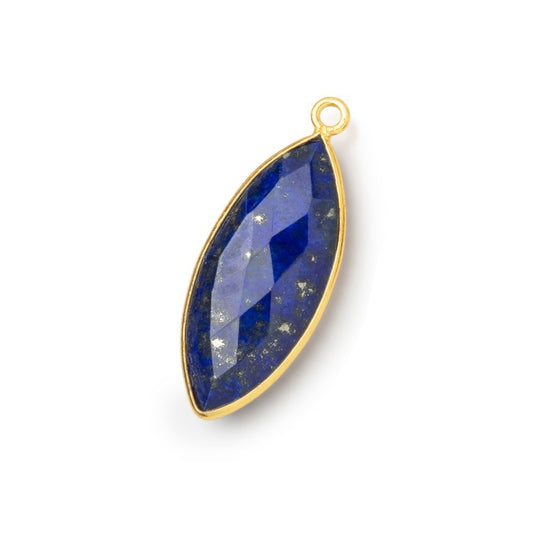 29x13mm Vermeil Bezel Lapis Lazuli Faceted Marquise Pendant 1 piece
