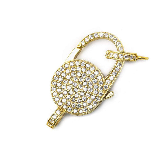 29x13mm Vermeil CZ Coin Lobster Clasp with CZ Ring 1 piece