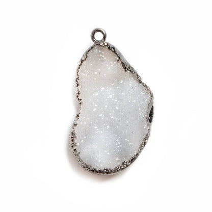 29x17x9mm Gunmetal Leafed White Drusy Focal Pendant 1 piece
