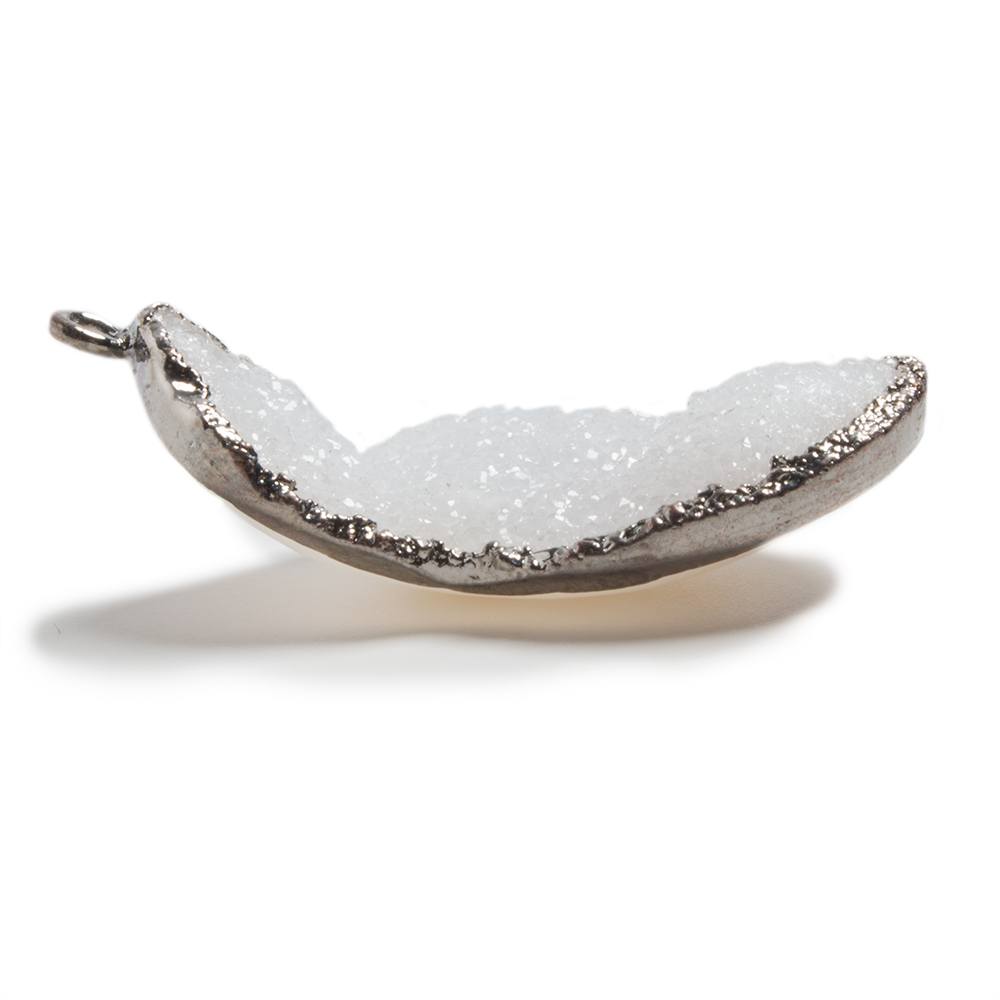 29x17x9mm Gunmetal Leafed White Drusy Focal Pendant 1 piece
