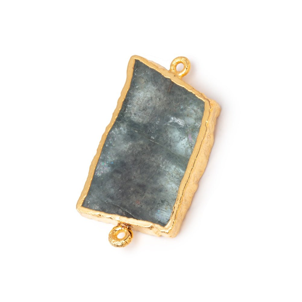 29x19-32x22mm Gold Leafed Moss Aquamarine Slice Connector Focal 1 piece