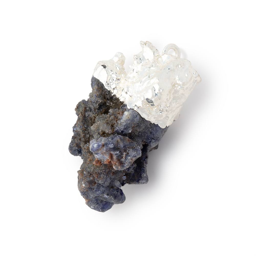 29x19mm Silver Leafed Blue Jammu Sapphire Natural Crystal 1 Pendant